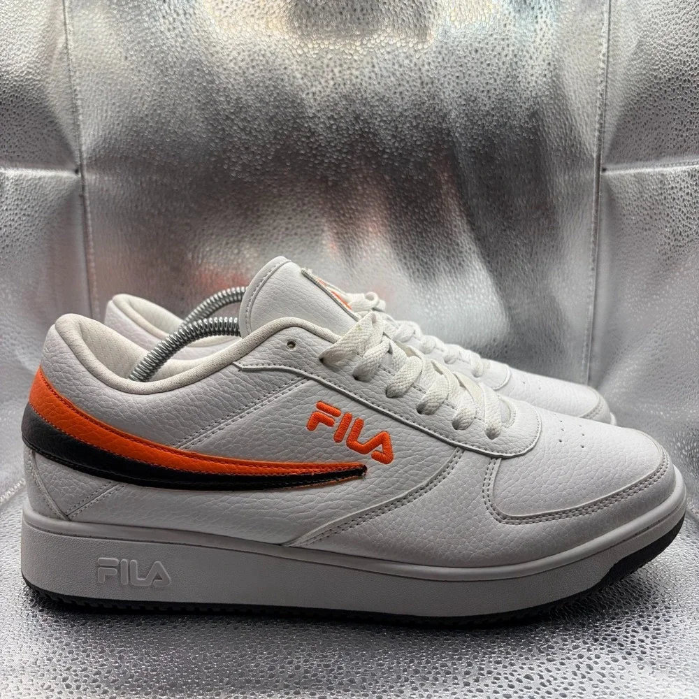 Size 11 Fila A-Low White Orange Mens Leather Athletic Sneaker Shoes 1CM00551-114